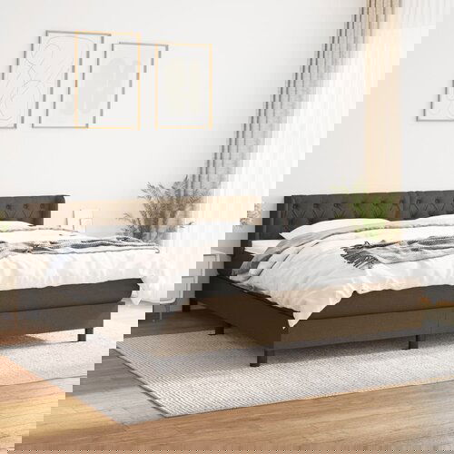  The Living Store Box spring postelja z vzmetnico temno rjava 160x200 cm blago - Box Spring Postelja, (21520284) Cene