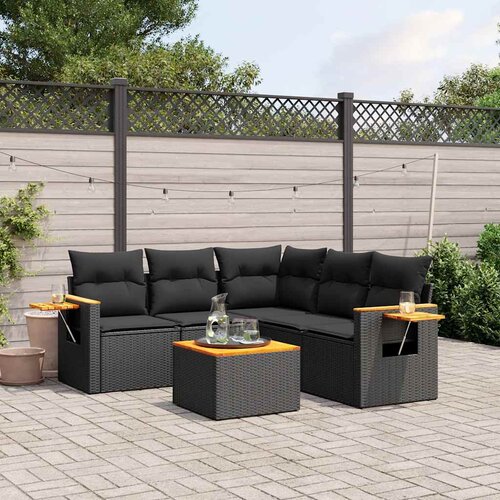  6-dijelni set vrtnih sofa s jastucima crni od poliratana Crna 85 x 62 x 69 cm Cene