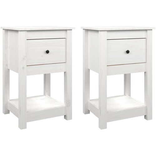 Maison Chic Dvo delni komplet Nočne omarice - Nočne mize bela 40x35x61,5 cm trdna borovina, (21688144) Slike