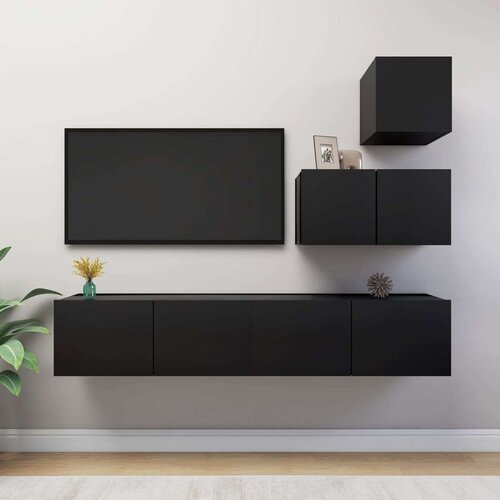  4-dijelni set TV ormarića crni od iverice Cijene