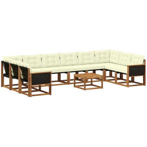 vidaXL Zunanja garnitura za sedenje 11 pcs Naravna in smetana, (5000281840) Cene