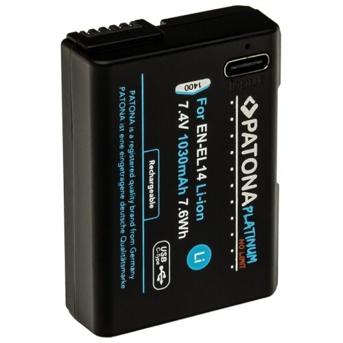 Patona Baterija za Nikon EN-EL14/EN-EL14A 1030 mAh Li-Ion Platinum USB-C punjenje Slike