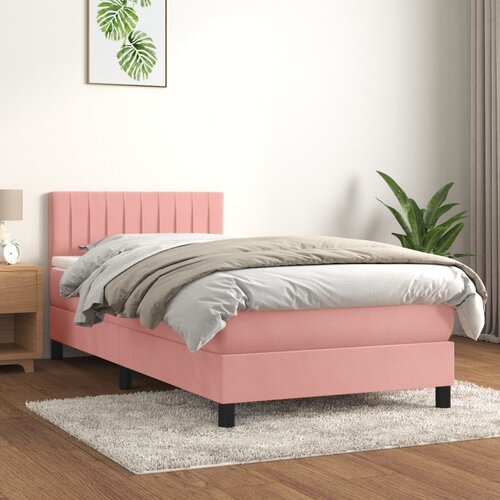 The Living Store Box spring postelja z vzmetnico roza 100x200 cm žamet - Box Spring Postelja, (21492171) Slike