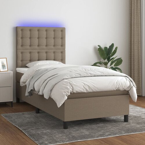 The Living Store Box spring postelja z vzmetnico LED taupe 100x200 cm blago - Box Spring Postelja, (21517202) Slike