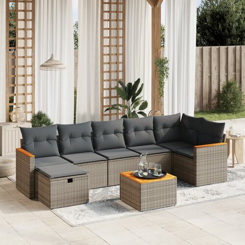 vidaXL 8-dijelni set vrtnih sofa od poliratana s jastucima sivi Cijene