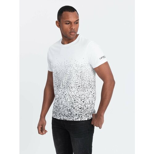 Ombre Men's cotton t-shirt with gradient print - white Slike