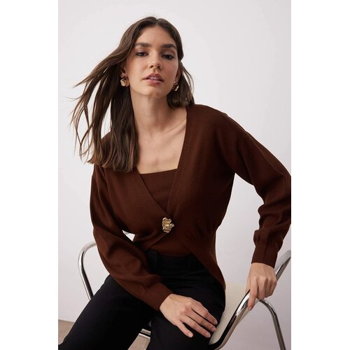 TRENDYOLMILLA Ženski set cardigan-bluza Twoaw26Hi00017, smeđa Cene
