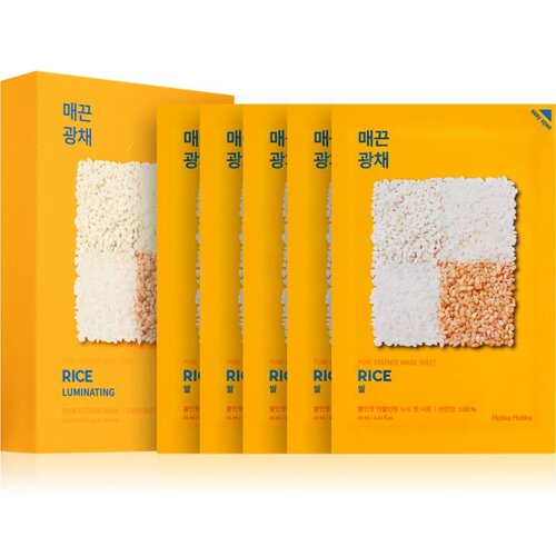 Holika Holika Pure Essence Rice Sheet maska za posvjetljivanje i vitalnost lica 5x20 ml Slike