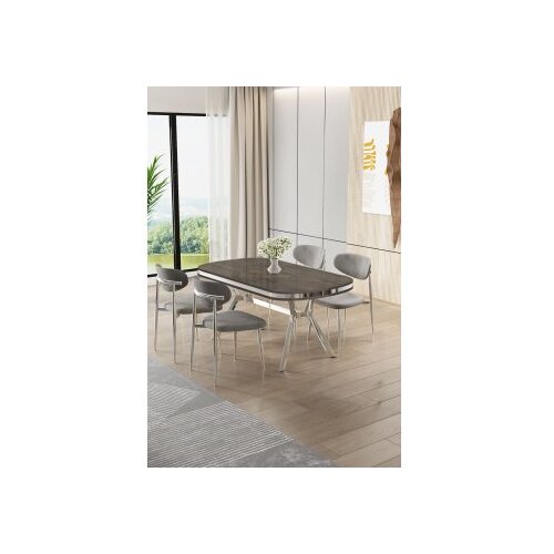 Hanah home trpezarijski set, 5 dijelova, siva Cene