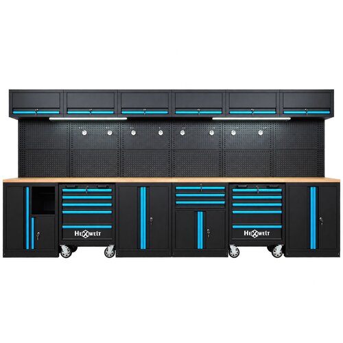 THUNDER Delavni&amp;scaron;ko pohi&amp;scaron;tvo HW-MW-108 409 cm z lesenim delovnim pultom in LED osvetlitvijo, (5000488438) Slike