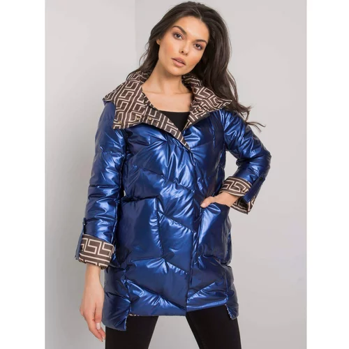 Fashion Hunters Dark blue winter jacket with hood from Gerardine