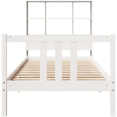 vidaXL Krevet s regalom za knjige bez madraca bijeli 90x200cm borovina Cijene
