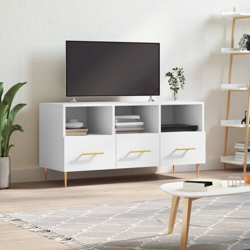 VidaXL TV omarica bela 102x36x50 cm konstruiran les Slike