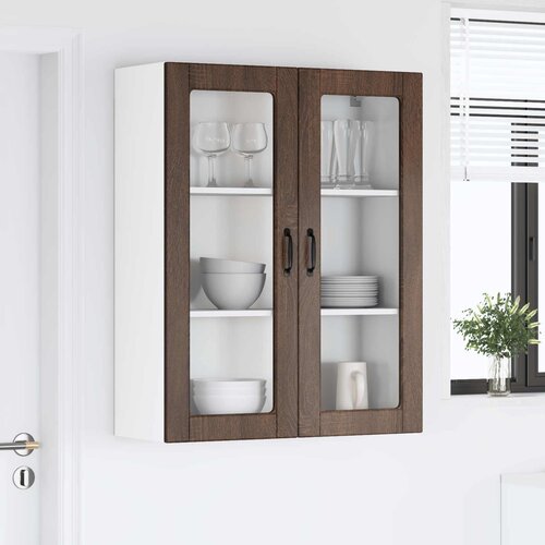  Zidni stakleni ormarić Lucca Smeđi hrast 80 x 31 x 100 cm Slike