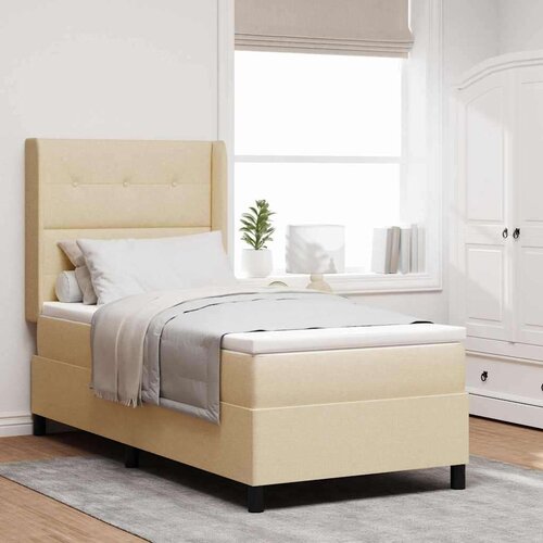 Box Spring Postelja z Vzmetnico Krem 80x200 cm Tkanina, (22052345) Cene