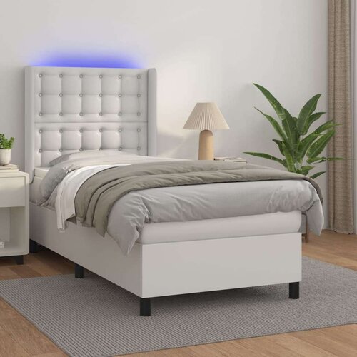 Box spring s madracem LED bijeli 100x200 cm umjetna koža Slike