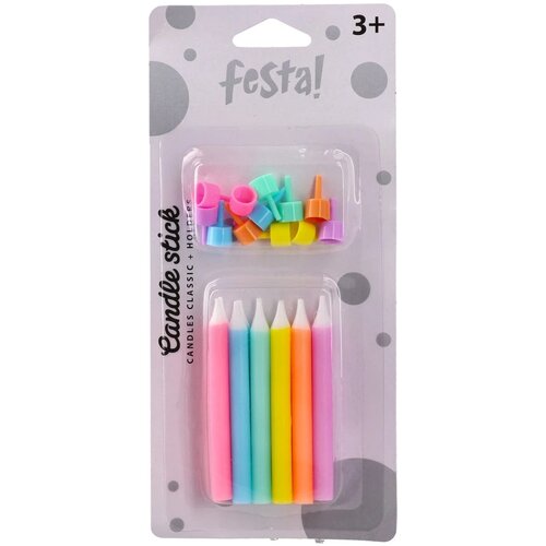 Festa Candle stick, svećice klasik, pastel, 12K + 12 držača Cene