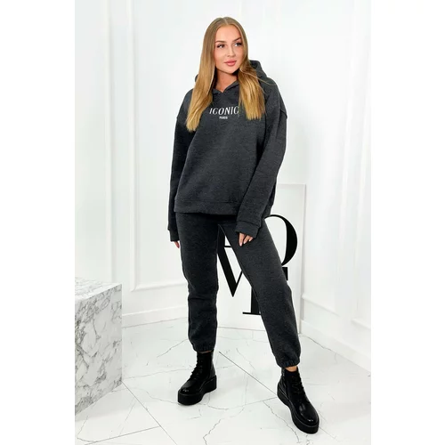 Kesi Insulated cotton set, sweatshirt with embroidery + Graphite trousers