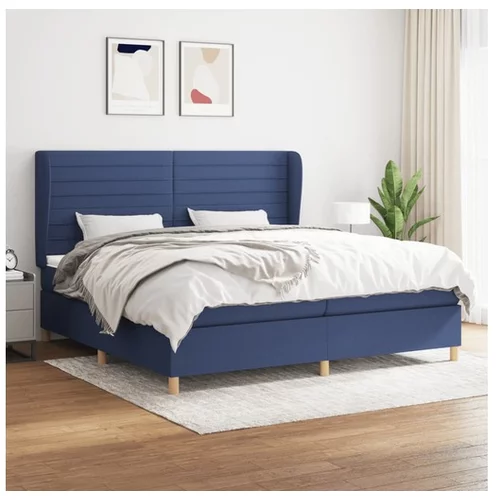  Box spring postelja z vzmetnico modra 200x200 cm blago
