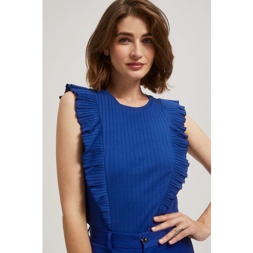 Moodo Ribbed blouse with ruffles Slike