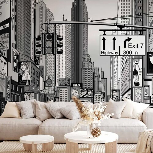  Foto tapeta - Comic book city - New York street in pop art style 200x140 Standard Cijene