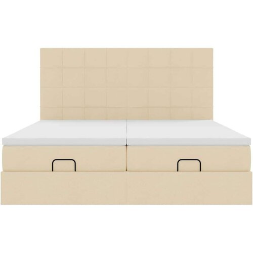 VidaXL otomanski okvir kreveta s madracima krem 160x200cm od tkanine Slike