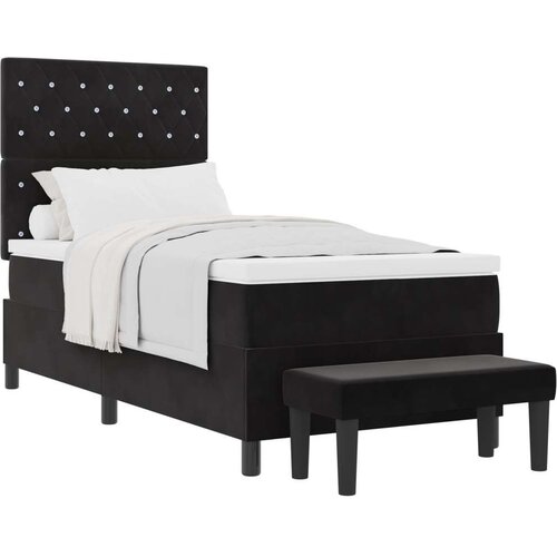  Postelja z vzmetnico z vzmetnico Črna 90 x 190 cm Žamet, (5000126509) Cene