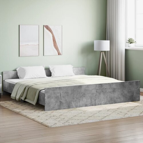 VidaXL Okvir kreveta s uzglavljem i podnožjem boja betona 180 x 200 cm Slike