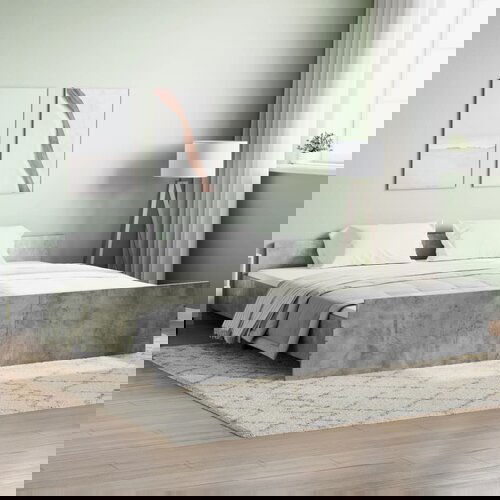 VidaXL Posteljni okvir z vzglavjem in vznožjem betonsko siv 180x200 cm Slike