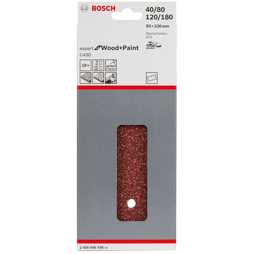Bosch brusni list C430, 93 x 230mm - granulacija 40; 80; 120; 180; pakovanje od 10 komada (2608608X98) Slike