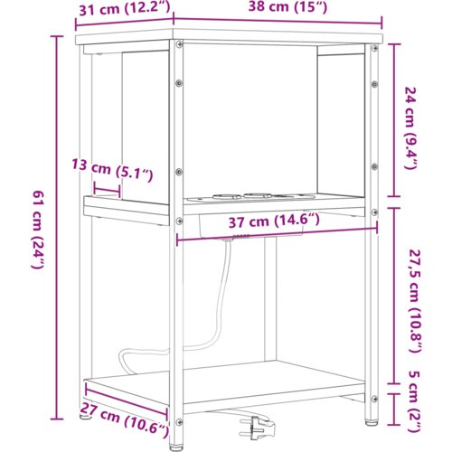  Noćni ormar 2 pcs Sivi hrast sonoma 38 x 31 x 61 cm Slike