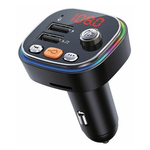 FM Transmitter FIREBIRD by ADDA -001-RGB, Ambient Tune, Bluetooth 5.0, 2xUSB-A, crni Slike