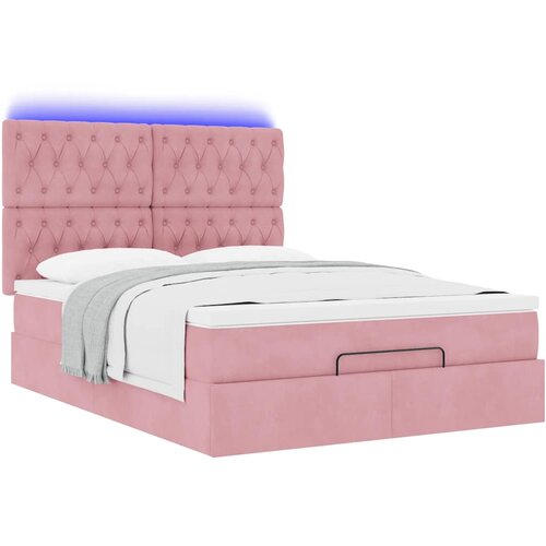  Otomanski krevet s madracima&amp;amp;LED ružičasti 140x190cm bar&amp;scaron;unasti Slike