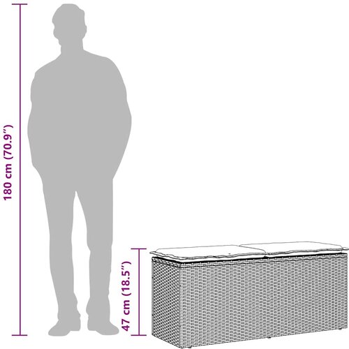  Vrtna klupa s jastukom siva 110x40x44 cm poliratan Slike
