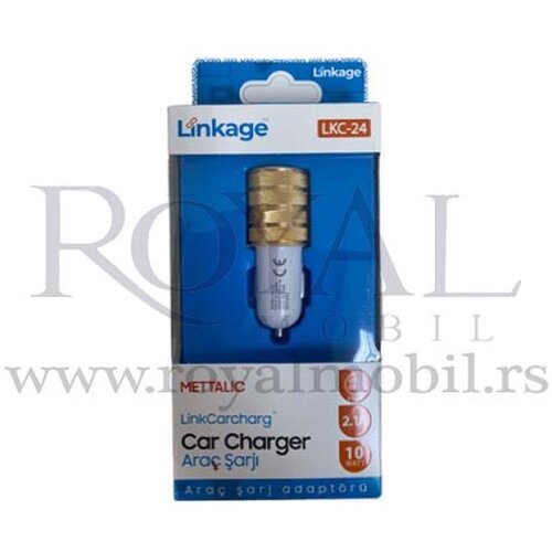  auto punjač (kuciste) linkage LKC-24 2.1A beli sa zlatnim Slike