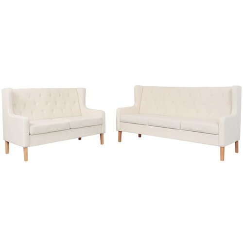  2-dijelni set sofa od tkanine krem bijeli Slike