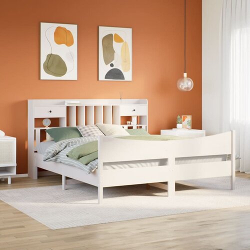 VidaXL Okvir kreveta bez madraca bijeli 180x200 cm od masivne borovine Slike