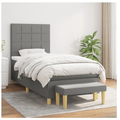  Box spring postelja z vzmetnico temno siva 100x200 cm blago Cene