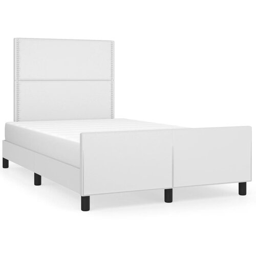  The Living Store Posteljni okvir z vzglavjem bel 120x190 cm umetno usnje - Posteljni Okvir Z Vzglavjem, (21441578) Slike