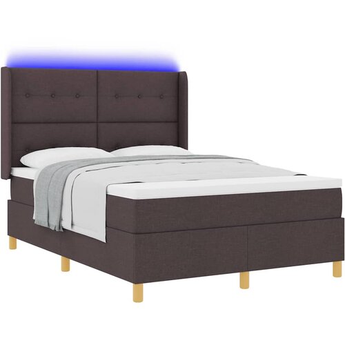  Krevet s opruga kutije s LED trakama Smeđa 140 x 190 cm tkanina Slike