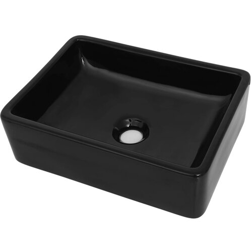 Maison Chic Keramični Umivalnik - Kopalna umivalnik - Lavabo pravokotne oblike črne barve 41x30x12 cm, (21684743) Cene