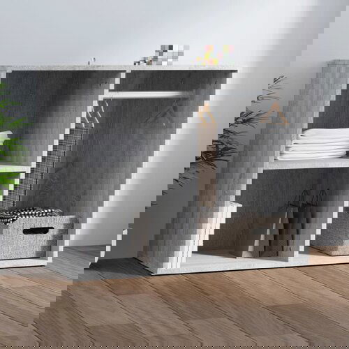 The Living Store Garderobna omarica siva sonoma 80x40x65 cm inženirski les - Garderobna Omarica, (21436214) Slike