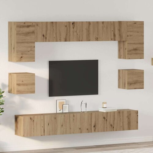 vidaXL Set TV komoda s policom Zidne Ostalo 8 pcs hrast artisan 100 x 30 x 30 cm Cijene