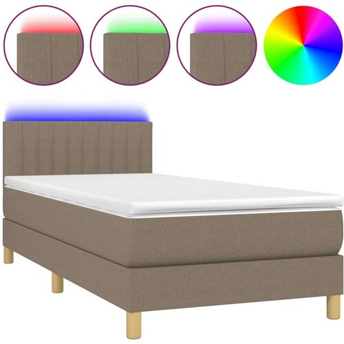  Krevet box spring s madracem LED smeđesivi 80 x 200 cm tkanina Slike