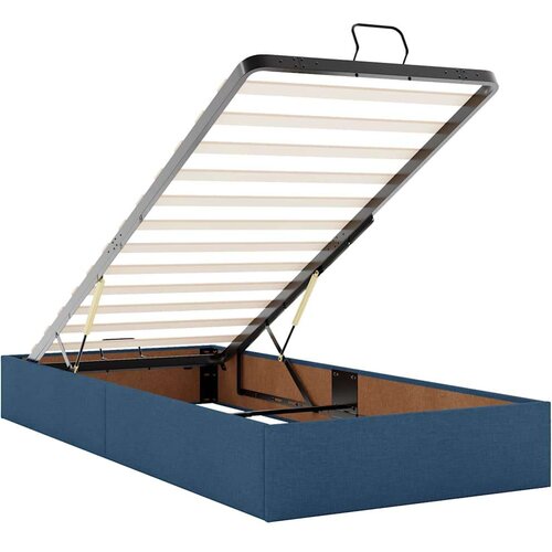 VidaXL otomanski okvir kreveta s madraca plavi 90x200cm od tkanine Slike