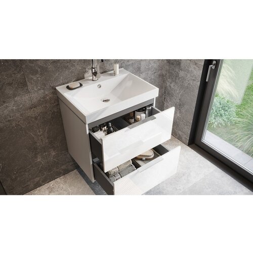 Germania Bela stenska omarica za pod umivalnik v sijajnem dekorju 61x65 cm Celano &amp;ndash; Slike