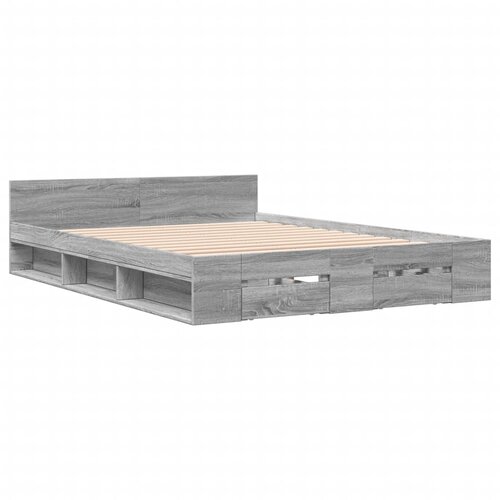  Okvir za krevet s ladicama boja hrasta 160x200 cm drveni Siva 160 x 200 cm Slike