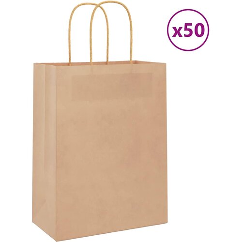 vidaXL Papirnate vrećice 50 kom s ručkama smeđe 21x11x28 cm Cijene