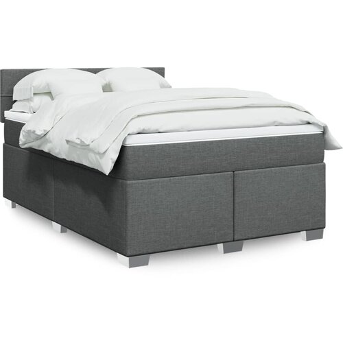 VidaXL Okvir kreveta s oprugama i madrac svjetlosivi 140x200cm tkanina Slike