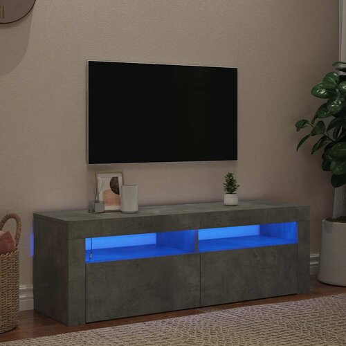 TV ormarić s LED svjetlima siva boja betona 120 x 35 x 40 cm Cijene